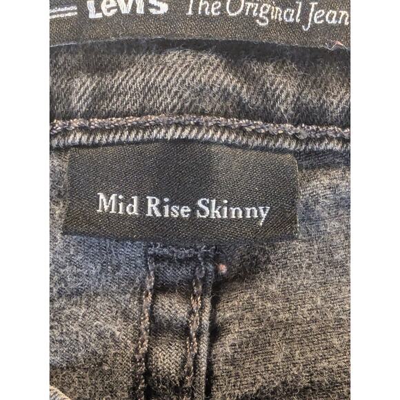 Levi's Jeans 12 Women's Mid-Rise Black Skinny Medium Wash Cotton 2 Buttons - Picture 5 of 15